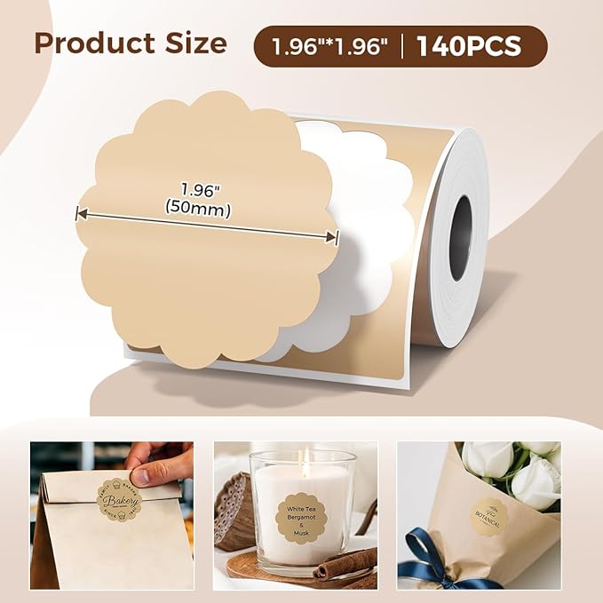 M110 Round Thermal Labels-Compatible with M110/M100/M220/M250 Label Printers,1.96" x 1.96"(50x50mm), 140 Labels/Roll, Ciircle Thermal Sticker Paper for Jars, Present, Name Tags, Candle, Logo, Gift