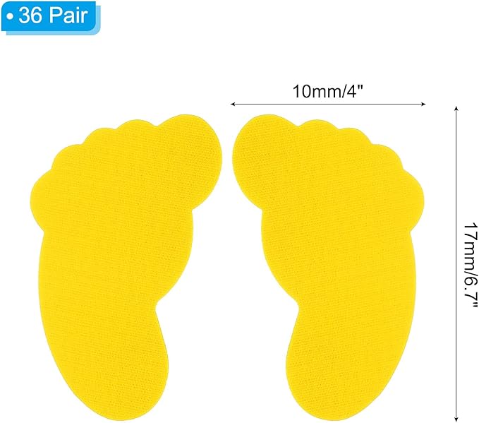 PATIKIL Foot Shaped Carpet Markers, 72pcs (36pairs) Nylon Floor Spots Markers Colorful Hook and Loop Marker Dots for Classroom Teacher Supplies, Yellow