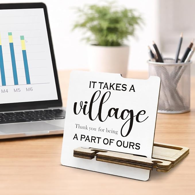 Thank You Appreciation Gifts for Boss Teacher - Multi-functional Desk Organizer - Motivational Office Quote Wooden Sign for Desk Shelf Table Decor
