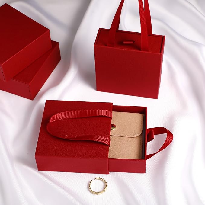 40 pcs paper boxes 9 x 9 x 3.5 cm, red luxury gift storage, jewelry gift storage box for earrings necklaces bracelets rings