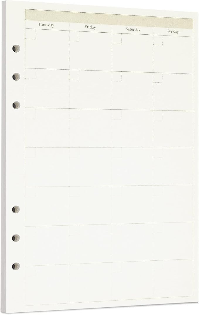 Zelten 1 Pack A5 45 Sheets/90 Pages Monthly Planner Loose Leaf Punched Paper Refills Paper for 6 Hole Binder Personal Organizer Diary Notebook Refillable Planner