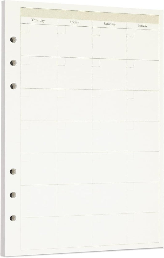 Zelten 1 Pack A5 45 Sheets/90 Pages Monthly Planner Loose Leaf Punched Paper Refills Paper for 6 Hole Binder Personal Organizer Diary Notebook Refillable Planner