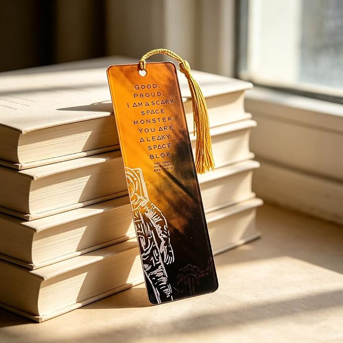 Project Hail Mary Inspired Bookmarks - 2PCS Acrylic Page Markers with Tassels, Grace & Rocky Jazz Hands Fan Art Book Accessories for Sci-Fi Novel Fans & Readers (2PCS Project)