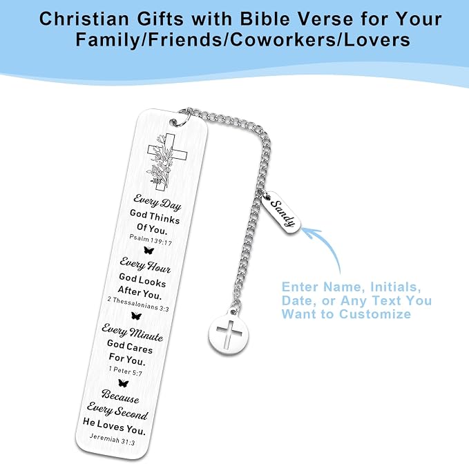 Custom Bookmark, Christian Personalized Bookmark, Catholic Easter Basket Stuffers, Teen Boy Girl Easter Basket Stuffers, First Communion Gifts Confirmation for Girls Boys Teenage, Book Lover Gifts
