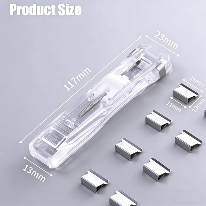 Paper Clip Dispenser, Portable Binder Clip Stapler - Includes 50 Reusable Clips Desktop Push Stapler Binder Clips Paper Clamps Small Binding (H1PC)