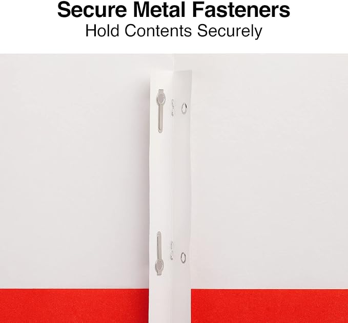 Staples School Grade 2‑Pocket Folders with Fasteners, Orange, Letter‑Size Durable Classroom & Office File Folders, 25/Box