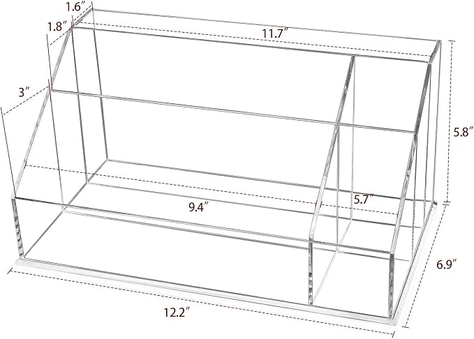 YestBuy Acrylic Desk Organizer, Clear Desk Paper Tray Organizer with Sorter, Vanity Makeup Organizer, Clear Cosmetic eyeshadow palette Holder Perfect for Home and Office