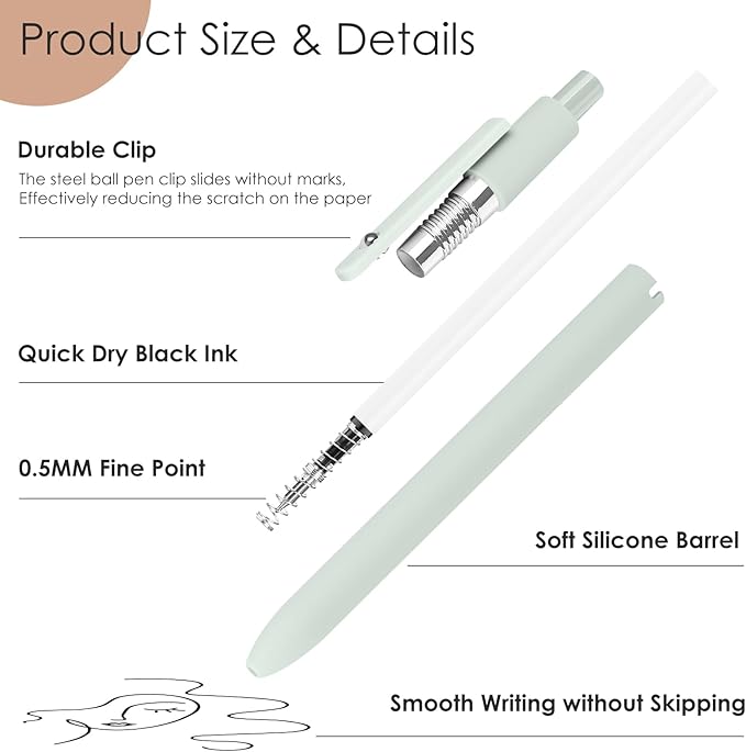 Hapikalor Easter Basket Essentials, Easter Basket Stuffers, 6 Pcs 0.5mm Gel Pens Black Ink Fine Point Pens With Smooth Writing, Gradient Color Cute Gifts for Women Stocking Stuffers for Teen Girls