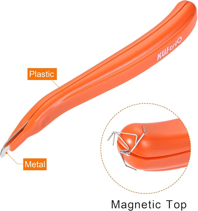 MECCANIXITY Staple Remover Tools, Magnetic Staplers Puller for Office Home Desktop Accessory, Green Orange Rose Red Pack of 3