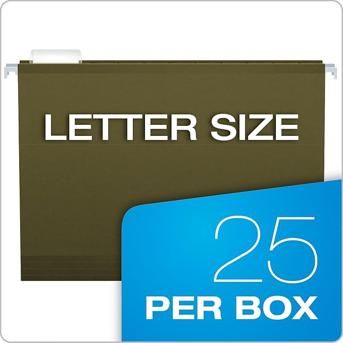 Pendaflex® Premium Reinforced Hanging Folders, 1/5 Cut, Letter Size, Standard Green, Pack Of 25