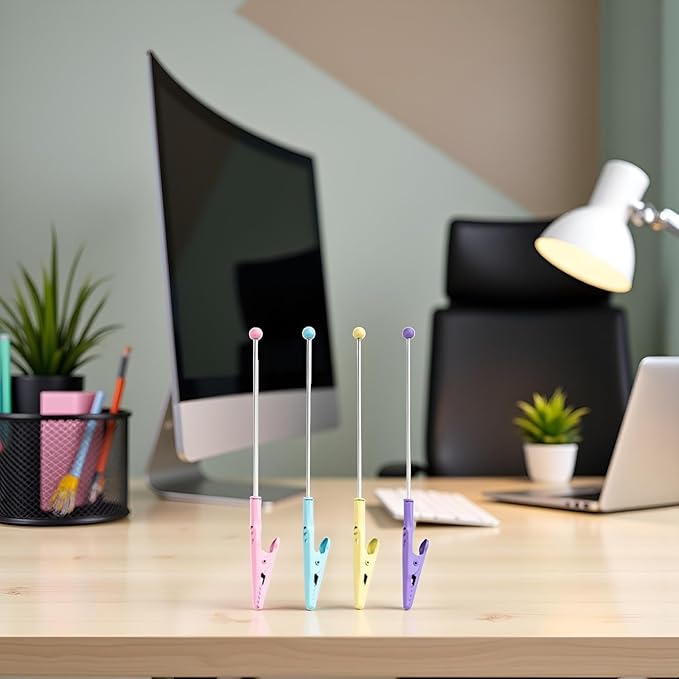 4Pcs Multicolour Stochastic Metal Wire Alligator Clip Metal Note Clip Long-Tailed Alligator Clamp Photo Holder Clip for Card,14.1 * 1.2cm Memo Holders Desk Accessories and Workspace Organizers