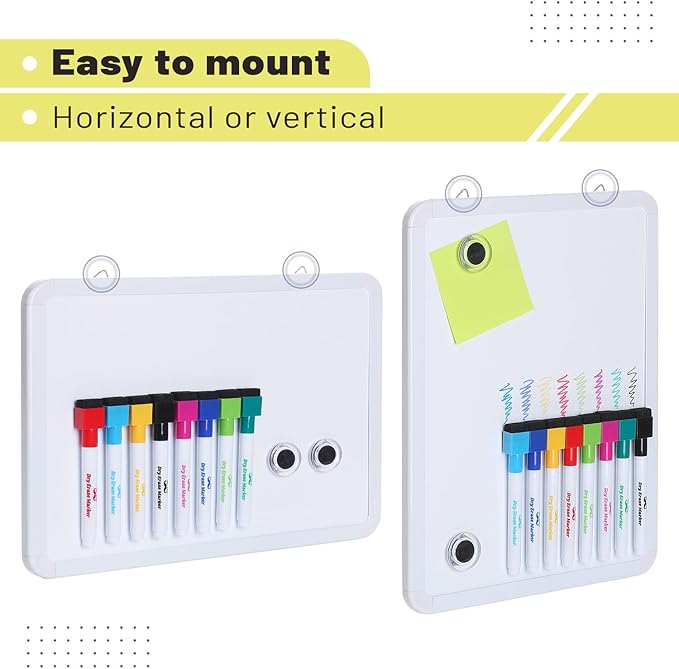 Mr. Pen- Small Dry Erase Board, 12.5x9.5 Inches, Whiteboard with 8 Fine Point Dry Erase Markers and 2 Board Magnets, Magnetic Small White Board for Students, Home, Office and Classroom
