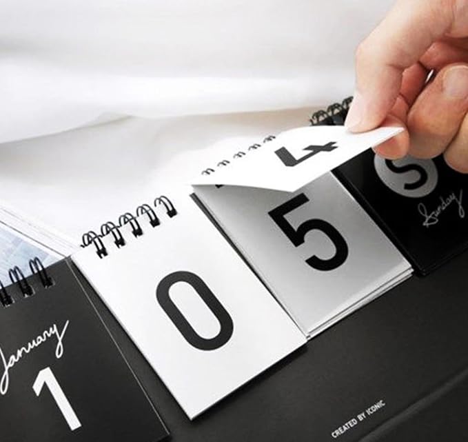 DEAD SKIN D-Day & Perpetual Calendar – 48 Sheets with Transparent Stickers, Black Design, Mark Anniversaries and Special Dates
