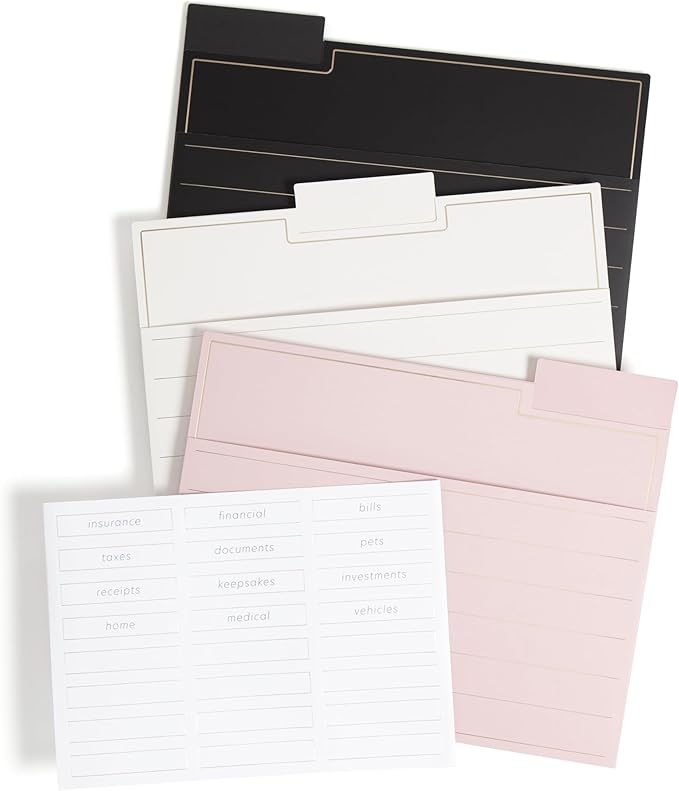 U Brands Fashion File Folders with Pockets, 9 Count, 1/3-Cut Tabs in Assorted Positions, Letter Size, Office Supplies (Classic Foil)
