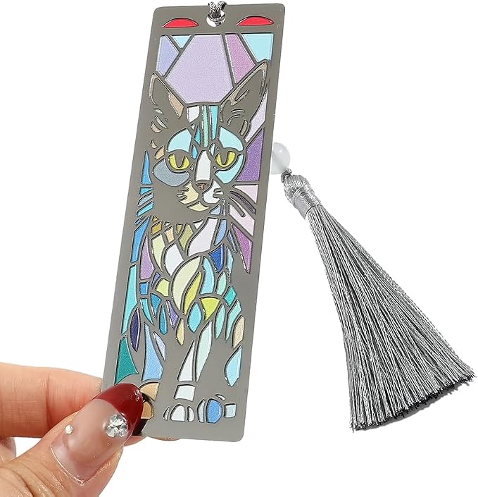 Vibrant Windowsill Cat Bookmark with Tassel - Exquisite Brass Bookmark for Book Lover Gifts, Reading Supplies Books Accessories Gifts for Friends