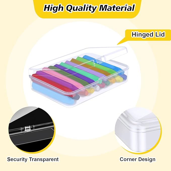6 Pcs Plastic Crayon Box Holds 24 Crayon With Hinged Lid, Clear Crayon Organizer Crayon Holder Case Crayon Storage Containers for Art Crafts School Classroom Supplies (6)