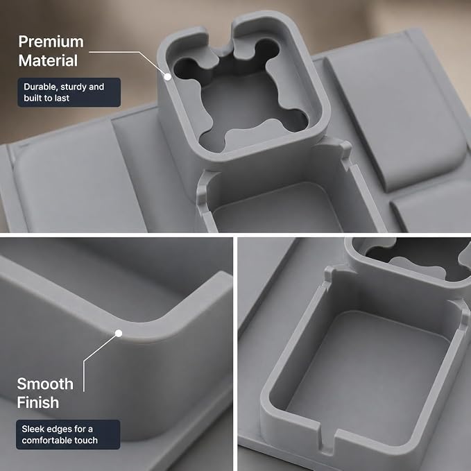 S V Adjustable Couch Armrest Tray with Cup Holder & Storage Pockets Non Slip Sofa Organizer for Drinks Phone Remote