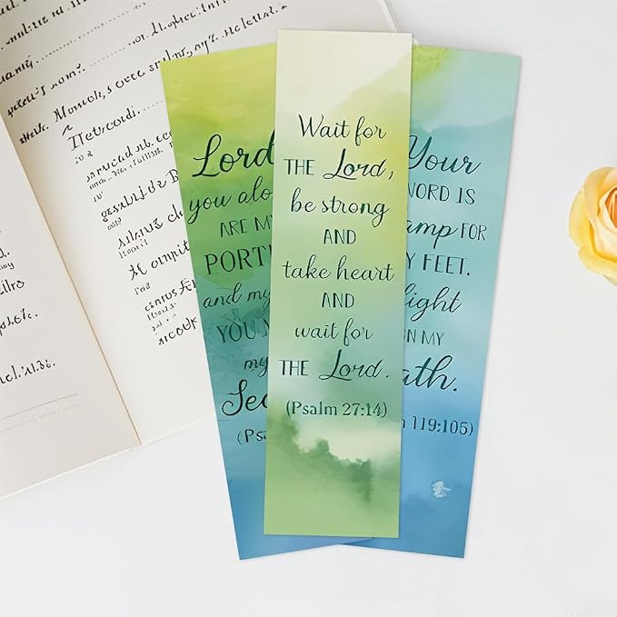30Pcs Motivational Bible Verses Bookmarks |Inspirational Christian Watercolour Page-Markers for Kids Students Teens Adults and Reading Lovers as School Church Christmas Easter Gift