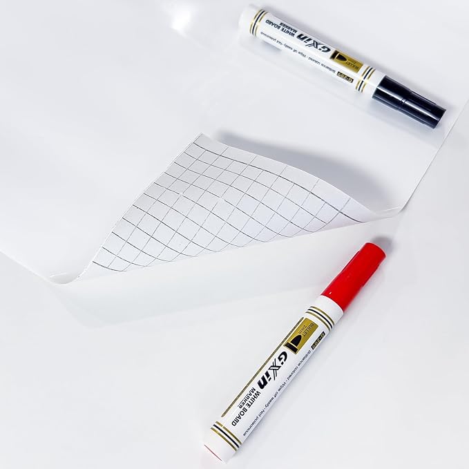 White Board Paper with 2 Markers, Dry Erase Contact Paper, Peel and Stick Whiteboard Sticker, Self-Adhesive White Board Roll Wallpaper for Office Work/Home/Drawing (17.7"×78.7")