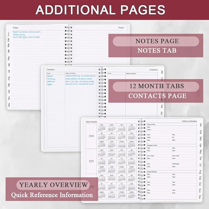 2026 Planner - Planner 2026 from January 2026 - December 2026, Monthly and Weekly Calender with 12 Tabs, 8.5" x 11", Pink Watercolor