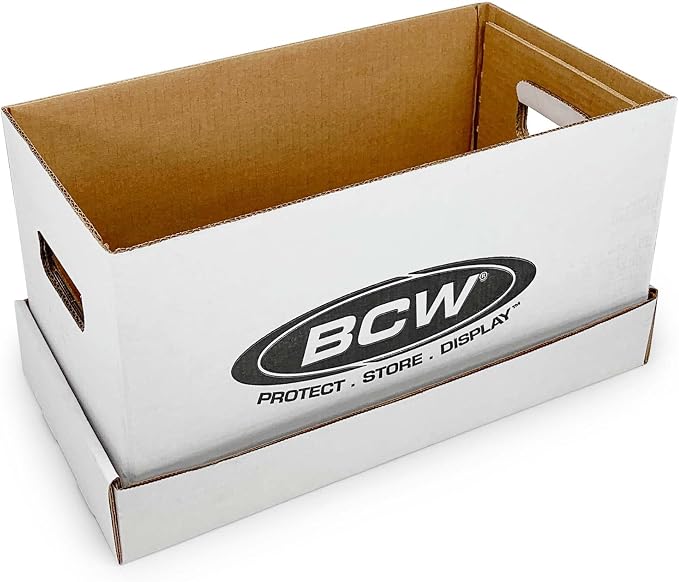 BCW Durable 45 RPM Vinyl Record Storage Box - 1 Pack | Stackable, Heavy-Duty Cardboard | White Corrugated Cardboard, Ideal for DJs, Show Vendors, Record Collectors | Holds 150+ 7-Inch Singles
