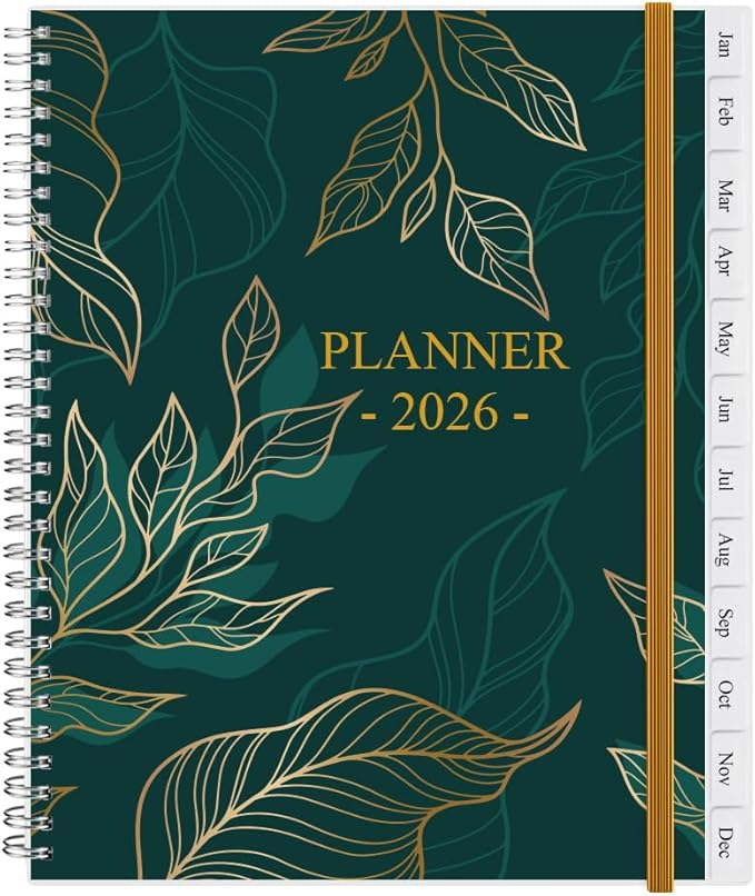 2026 Planner - Planner 2026 from January 2026 - December 2026, Monthly and Weekly Calender with 12 Tabs, 8.5" x 11", Green Leaf