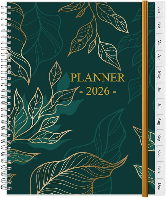 2026 Planner - Planner 2026 from January 2026 - December 2026, Monthly and Weekly Calender with 12 Tabs, 8.5" x 11", Green Leaf