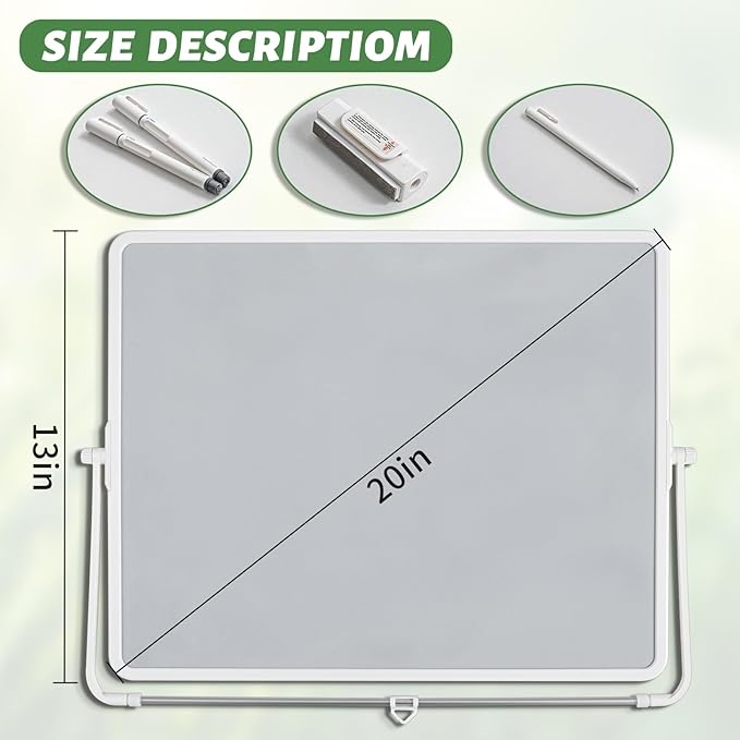 UNCLE BOARD 20 Inch x 13 Inch Dry Erase Board,Desktop & Wall Mount Whiteboard with Magnetic Nano Surface, for Office Home School Drawing Teaching.