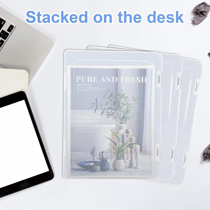 A4 Paper Holder Portable File Box Clear Plastic Document Case Waterproof Dustproof PP Storage Folder Magazine Filing Organizer Office/School Supplies(1-pack-clear-updated)