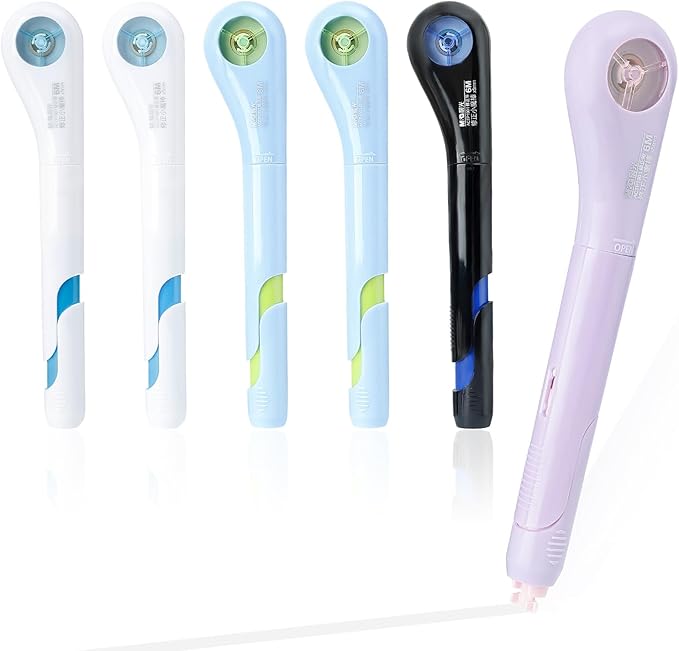 M&G 6Pcs White Correction Tape Pens, 19.7Ft Retractable Pen Shaped Smooth Pull Out Tape Pen for Instant Correction, Tear-Resistant Portable Applicator Easy to Use for School Office Supplies (6M Each)