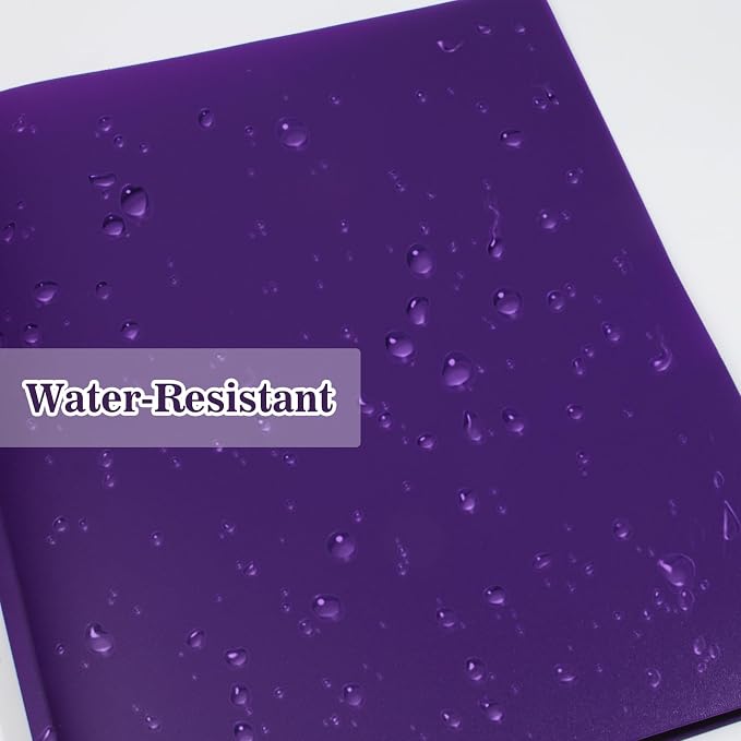 12-Pack Plastic Folders with Pockets and Prongs, 2-Pocket Poly Folders with 3 Fasteners Holds 8-1/2" x 11" Paper for School/Office/Home, Purple