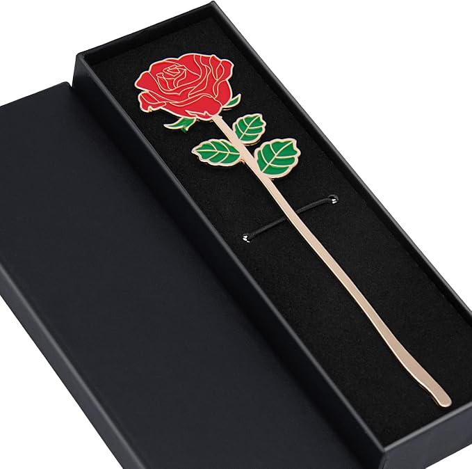 Metal Red Rose Bookmark Gift, Bookmarks for Women Mother's Day, Girlfriend and Friend Graduation, Teacher's Day, Thanksgiving, Cute Bookmarks GiftFor Book Lovers