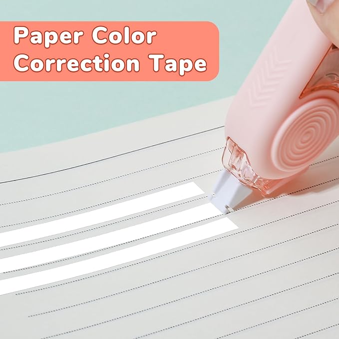 Temiary 4 Pcs White Correction Tape with Dispenser, Smooth Quick Dry Pull Out Tapes for Instant Corrections, 49.2 Ft Easy to Use Tear-Resistant Applicator for Office Note Taking, Journaling (Morandi)