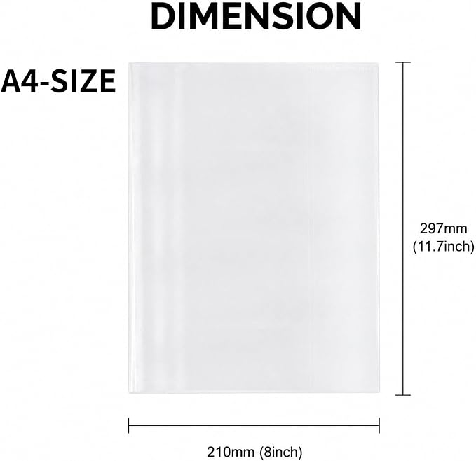 EULANT 10 Pieces Book Covers Plastic Clear with Adjustable Self-Adhesive Closure,Clear Slip On Jacket Cover,16K Size for Books at 21 * 30cm