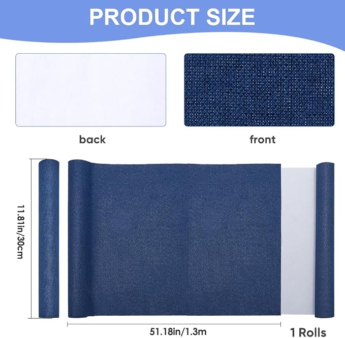 CRASPIRE 51 x 11.8 Linen Book Cloth Sailor Blue for A4-A8 Book Binding Fabric Surface Paper Backed Bookcover Album Scrapbooking Archival DIY Covering Protector Bookcloth Bookbinding Supplies