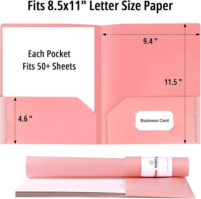 18 Pack Colored File Folders with Pockets and Business Card Holder, Pastel Decorative Pocket Folders for Documents, Cute Plastic Folders for Filing Cabinet, School, Office, Resume Portfolio