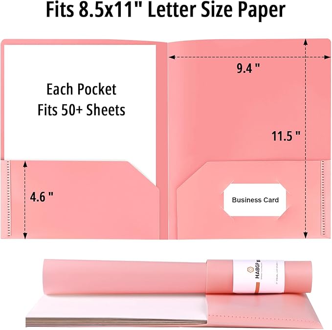 48 Pack Colored File Folders with Pockets and Business Card Holder, Pastel Decorative Pocket Folders for Documents, Cute Plastic Folders for Filing Cabinet, School, Office, Resume Portfolio