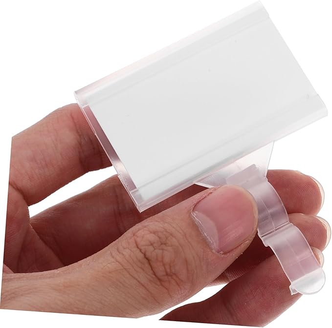 ULTECHNOVO 80pcs Plastic Label Holders for Shelves Hook-style Price Tags for Supermarkets Retail Stores Easy Attach Remove Plastic for Daily Use