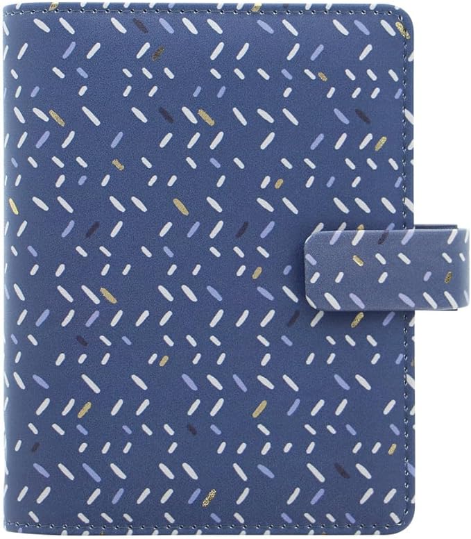 Filofax Indigo Organizer, Pocket Size, Frost - Leather-Look, Gold Foil Accents, Six Rings, Week-to-View Calendar Diary, Multilingual, 2025 (C028714-25)