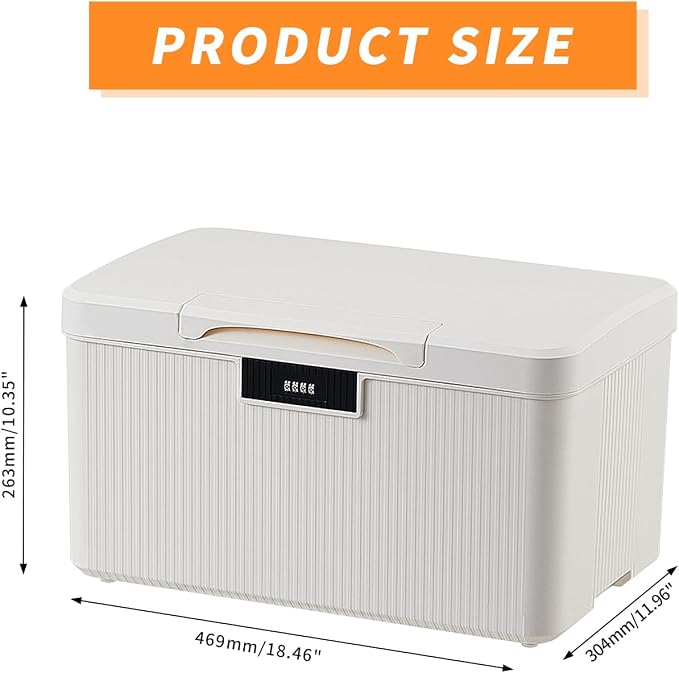 RUIAN Lockable Storage Container Bin, 10 Gallon & 4.2 Gallon Security Portable Combination Lock Plastic Box, Suitable for Storing Important Items and Documents (Milk White)