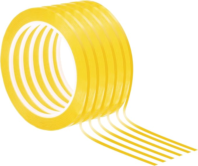 PATIKIL 1/8" Whiteboard Tape, 6 Pack Thin Dry Erase Tape for Graphic Chart Marking DIY Art, Dark Yellow