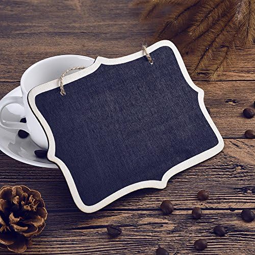 EBOOT 10 Pcs Mini Chalkboard Sign Reusable Wood Chalkboards with Hanging String Erasable Double Sided Small Hanging Blackboard for Message Board Sigs Price Labels Party Buffet Plant Food Name Tag