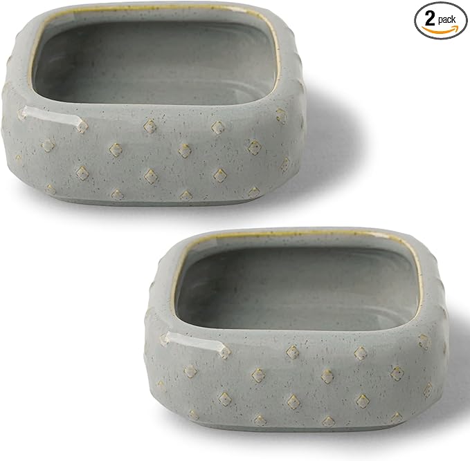 Ceramic Paper Clip Holder, Set of 2 Square Binder Holder Paper Clamp Dispenser Organizer, Desktop Accessories, Office Decor (Vintage Grey)