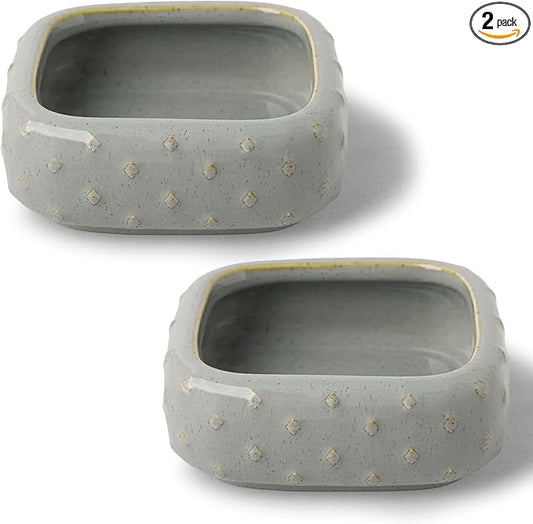 Ceramic Paper Clip Holder, Set of 2 Square Binder Holder Paper Clamp Dispenser Organizer, Desktop Accessories, Office Decor (Vintage Grey)