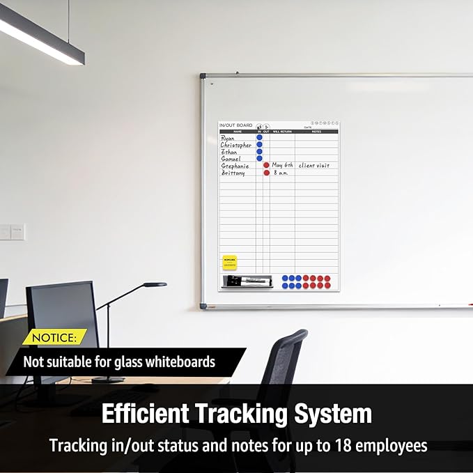 HOMiDEK in and Out Magnetic Backing Dry Erase Planner Board for Office Employee