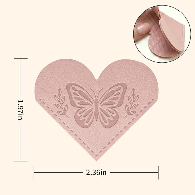 Leather Heart Bookmarks for Women - 6 Pcs Butterfly Embossed Corner Page Bookmarks, Cute Book Marks Gift for Book Lovers Teachers Students, Butterfly Gifts for Women Reading Accessories