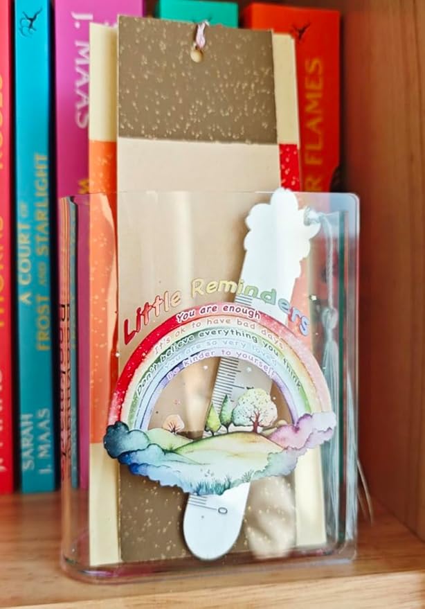Book Shaped Bookmark Holder, Reading Accessories Gift for Book Lovers, Women, Librarians (Rainbow)