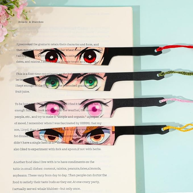 Anime Demon Kamado Acrylic Bookmark - Anime Tanjiron Zenitsu Giyuu Kyoujurou Figure Page Mark Reading Tool, Holiday Gifts for Reading Fans Book Lovers Bookworm (4PCS Set A)