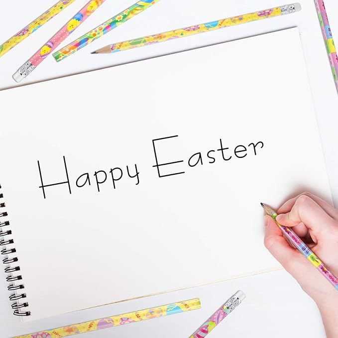 Outus 48 Pieces Easter Pencils with Eraser Holiday Wood Cute Pencils for Happy Easter Egg Spring Party Supplies Favors Rewards, 8 Styles