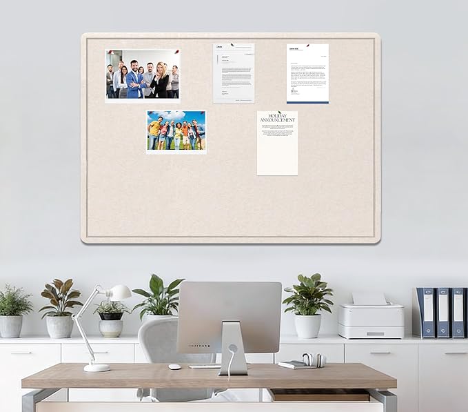Large Cork Bulletin Board - 60 X 36 Inches With 30 Pushpins, 5' x 3' Pin Board for Walls, Self-Adhesive Felt Vision Board, Foldable Photo Board - Oatmeal